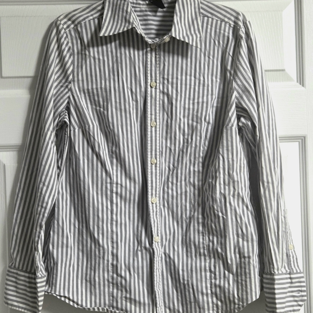 Classic Gray Stripe Men's Button-Up Shirt
